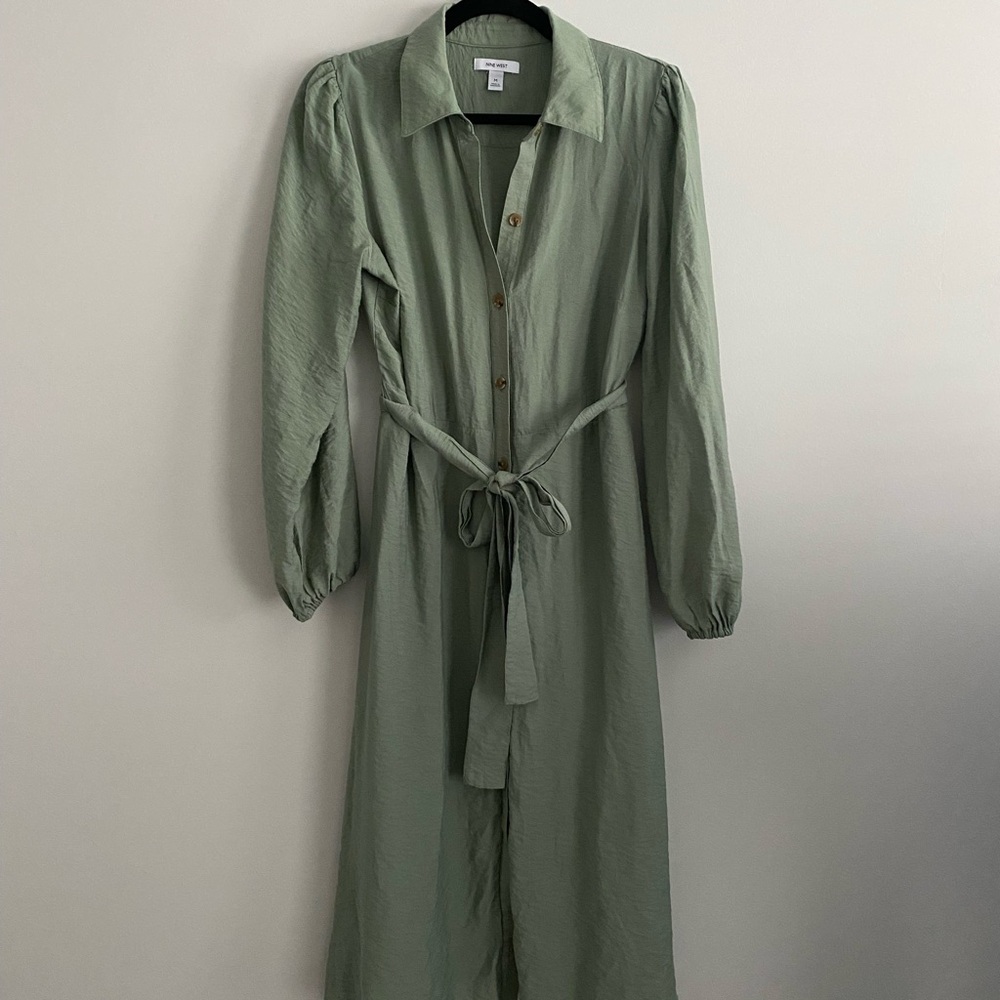 Nine West Green Long Sleeve Dress